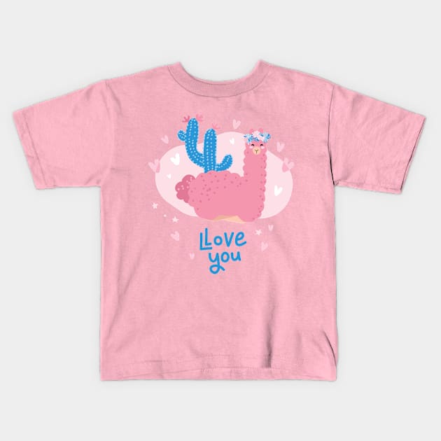 llama valentines day Kids T-Shirt by bignosestudios